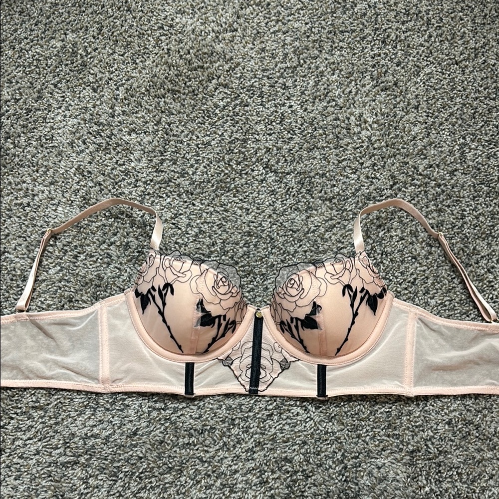 Floral Lace Underwire Bra - Pink